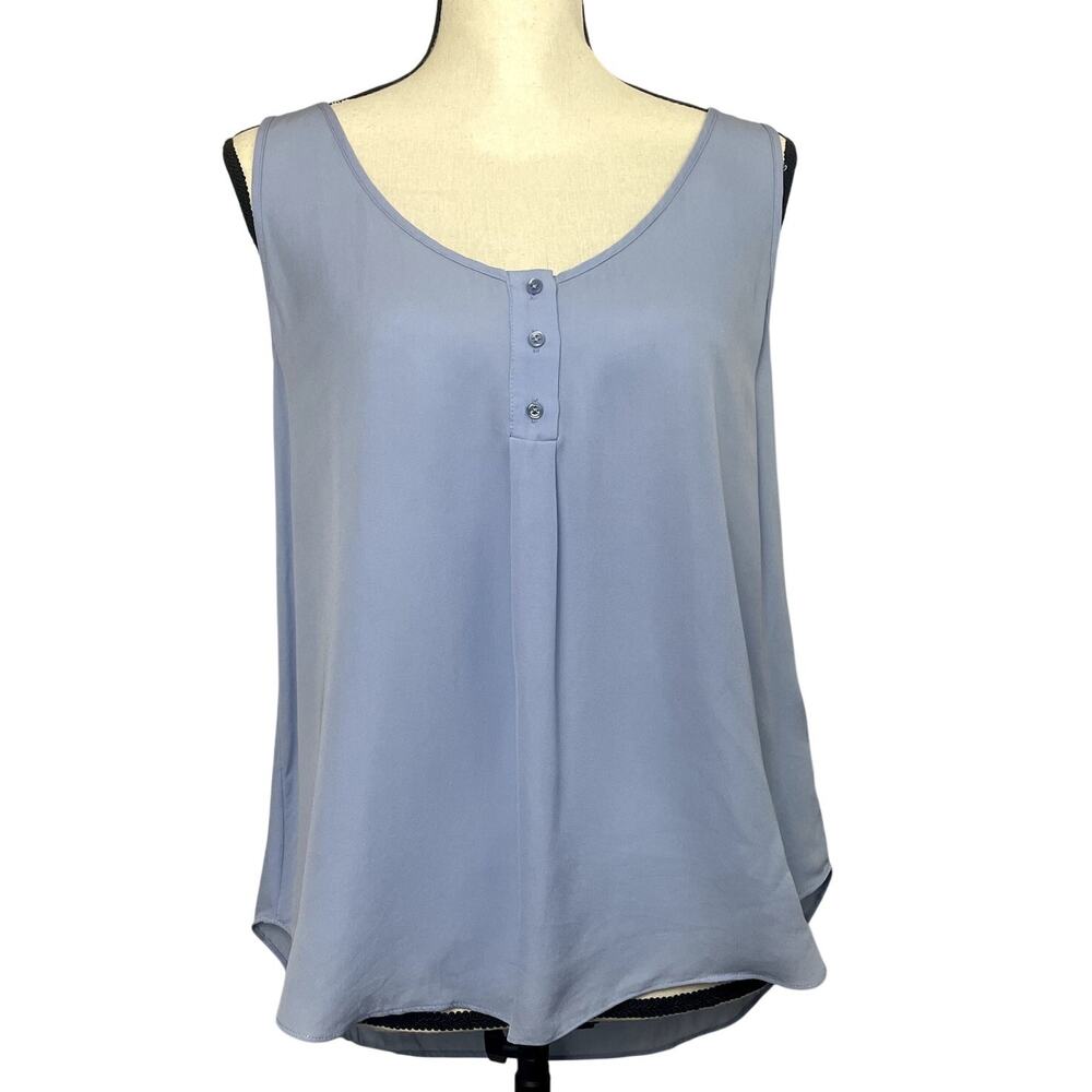 Joie Baby Blue 100% Silk Sleeveless Blouse Tank Button Detail Flowy Size XL